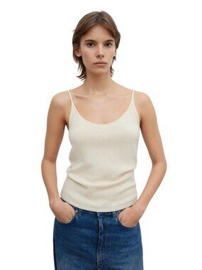 NWT House of DAGMAR Knitted Strap Top in Buttercream Yellow Size M